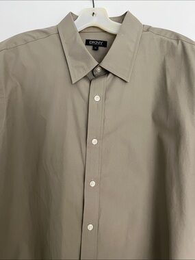 DKNY Men's Short-Sleeve Button-Down Shirt in Taupe XL